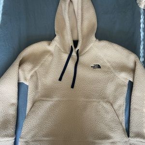 North face fuzzy cream hoodie